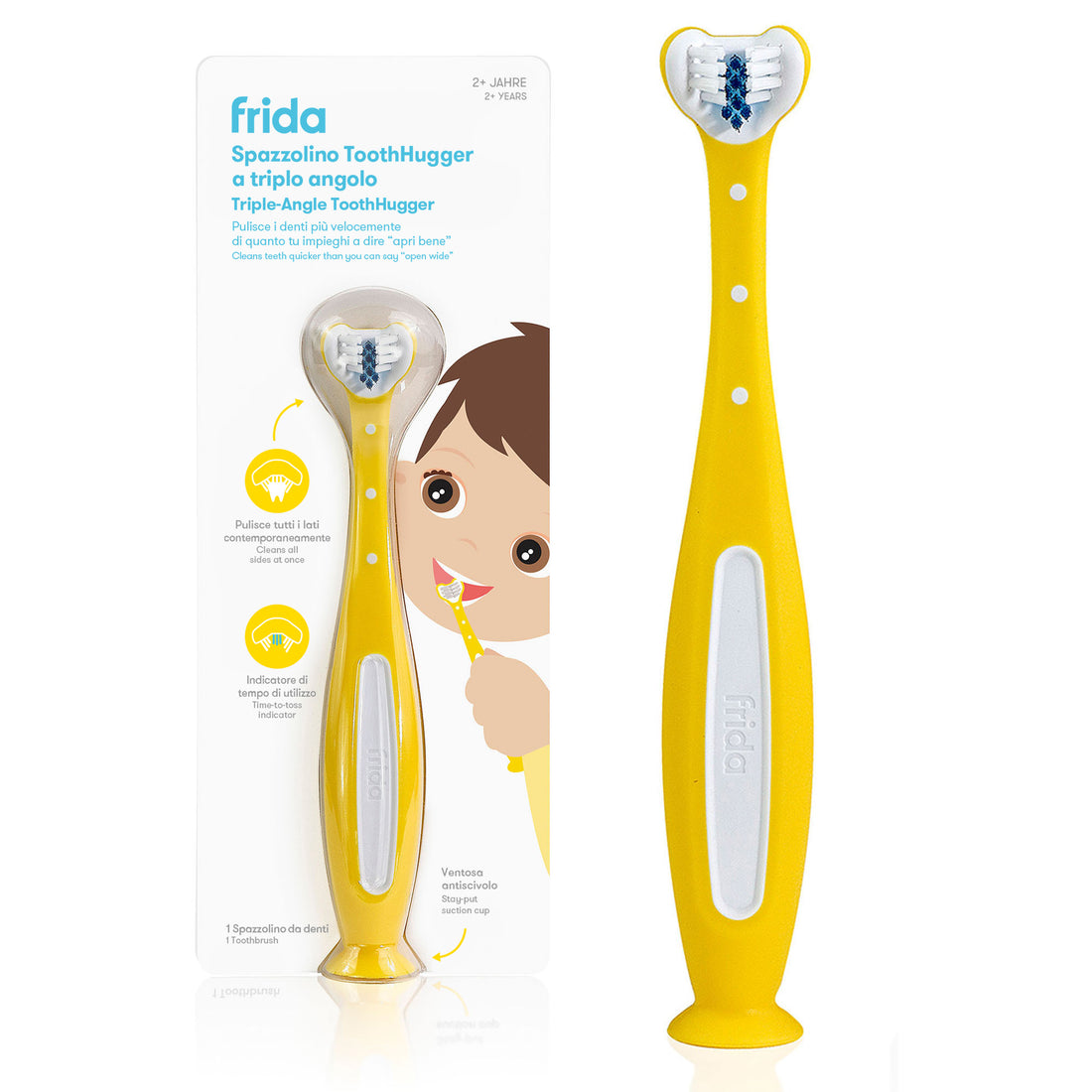 Spazzolino per bambini triangolare Toothhugger - Giallo